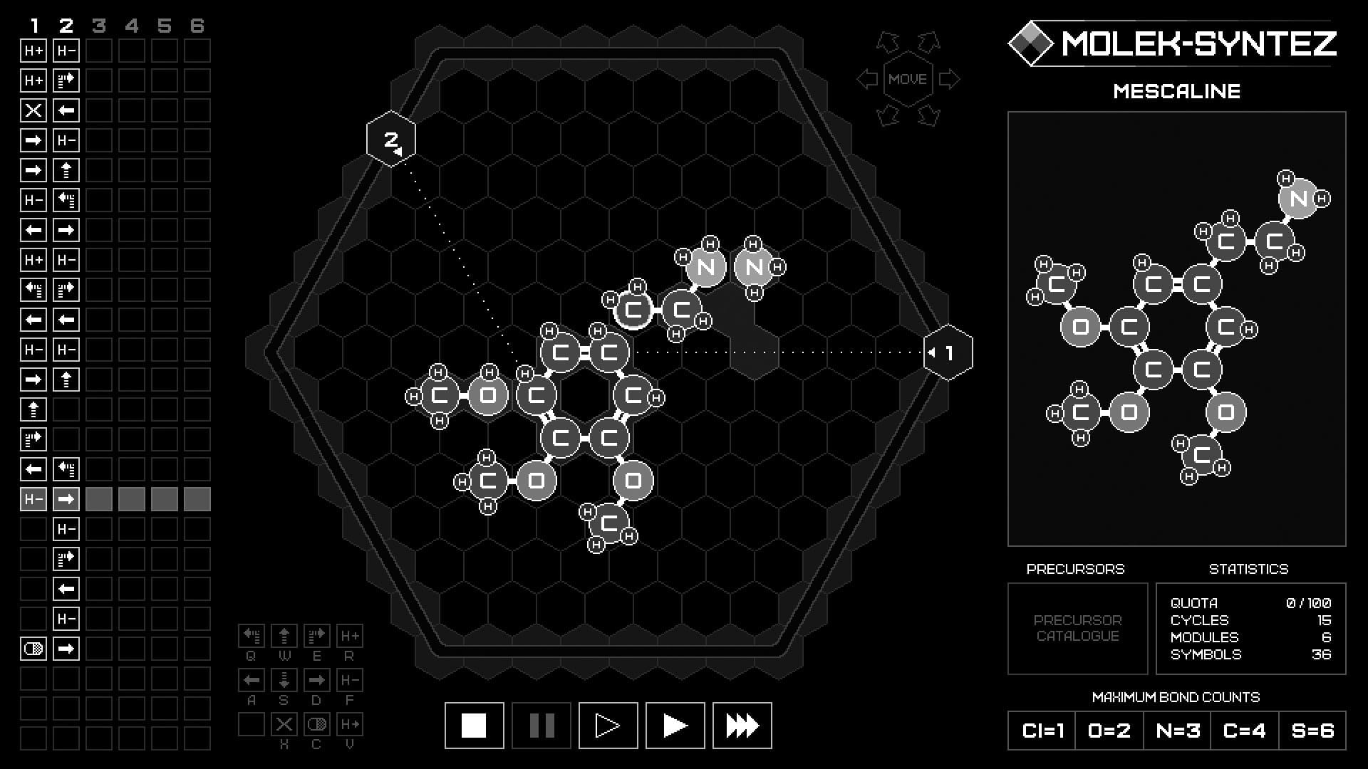 MOLEK-SYNTEZ — mechanical programming programming game screenshot