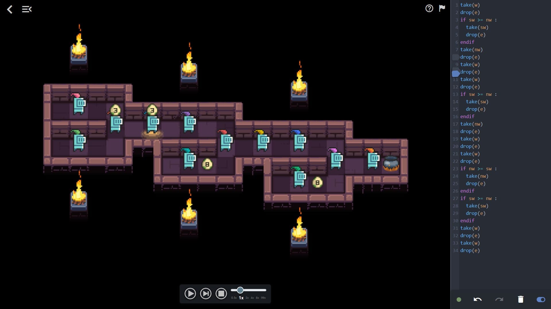 Selfless Heroes — visual puzzle programming game screenshot 3