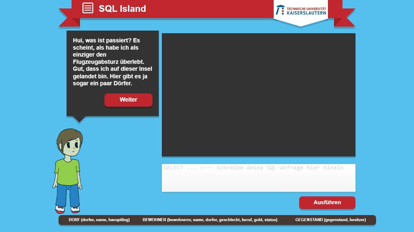 SQL Island — learning programming game screenshot