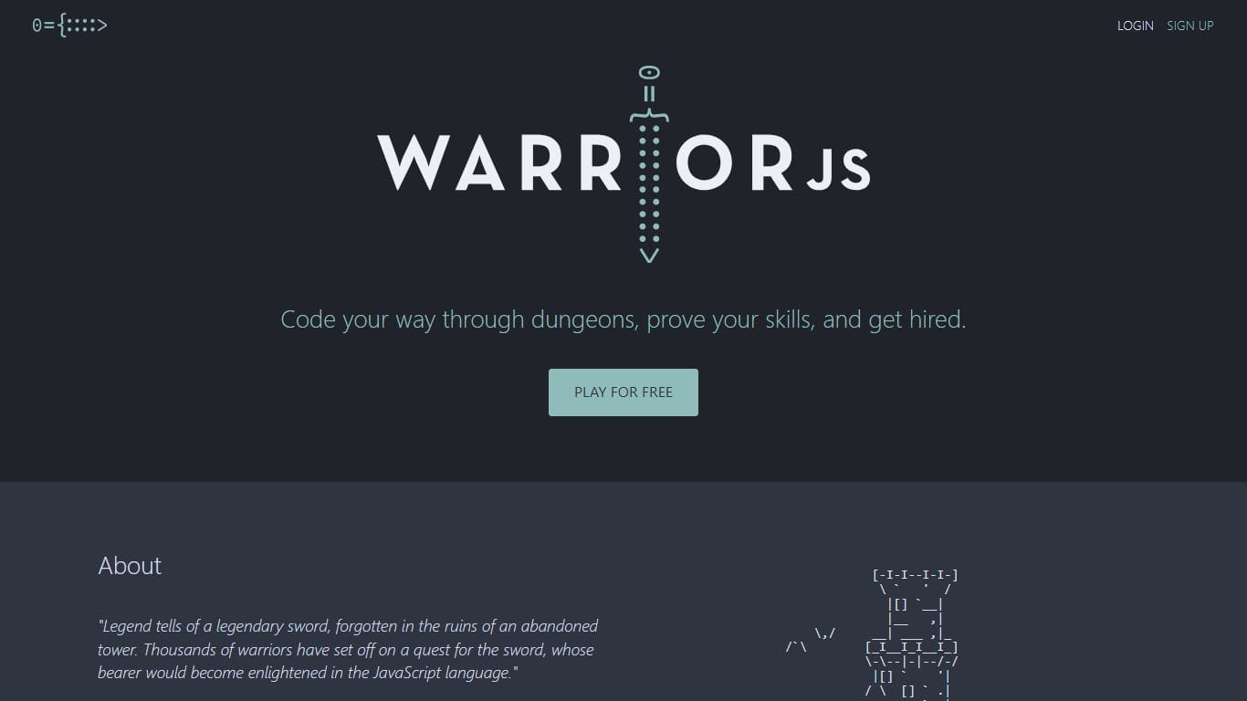 WarriorJS — learning programming game screenshot